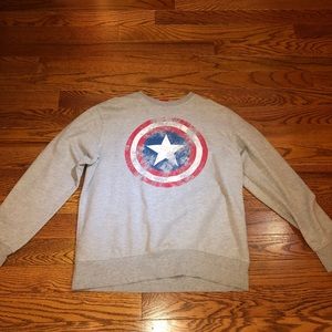 Gray, Captain America Sheild Crew-Neck